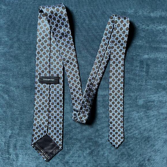 Ermenegildo Zegna Tie 100% Silk Geometric Metallic Sheen Quiet Luxury - Picture 3 of 6